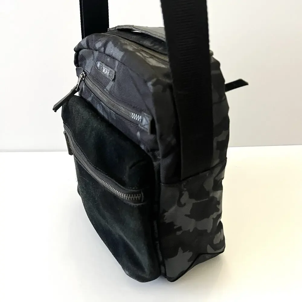 Tumi Dalston Amhurst Black Camo Crossbody Suede Nylon Messenger Bag 61005DCM
